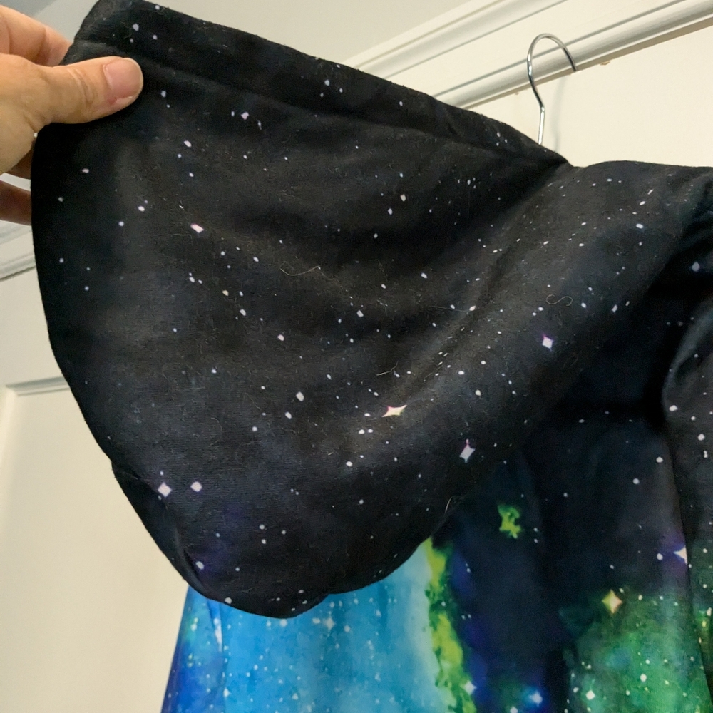 Space Sweatshirt with Front Pocket Blue Green Black Sz Kid XXL - Picture 7 of 8